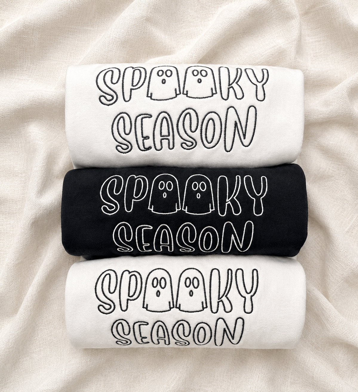 Spooky Season Ghost Embroidered Crewneck