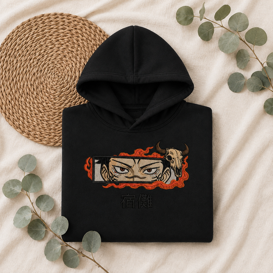 JJK Character Embroidered Hoodie & Crewneck
